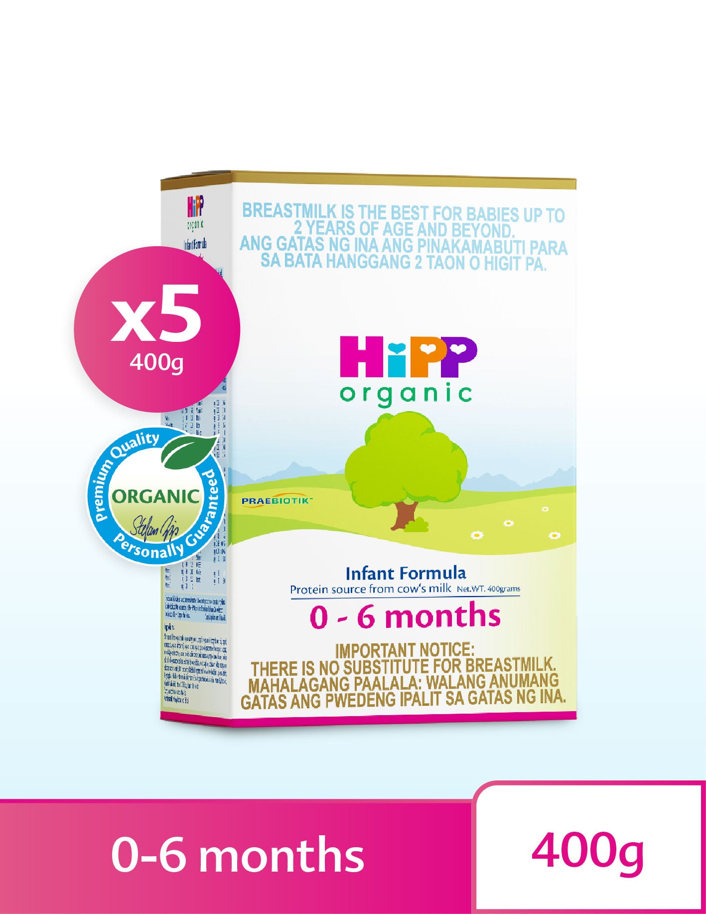 HiPP Organic Infant Formula 0-6 Months 400g (5-box Bulk Pack)