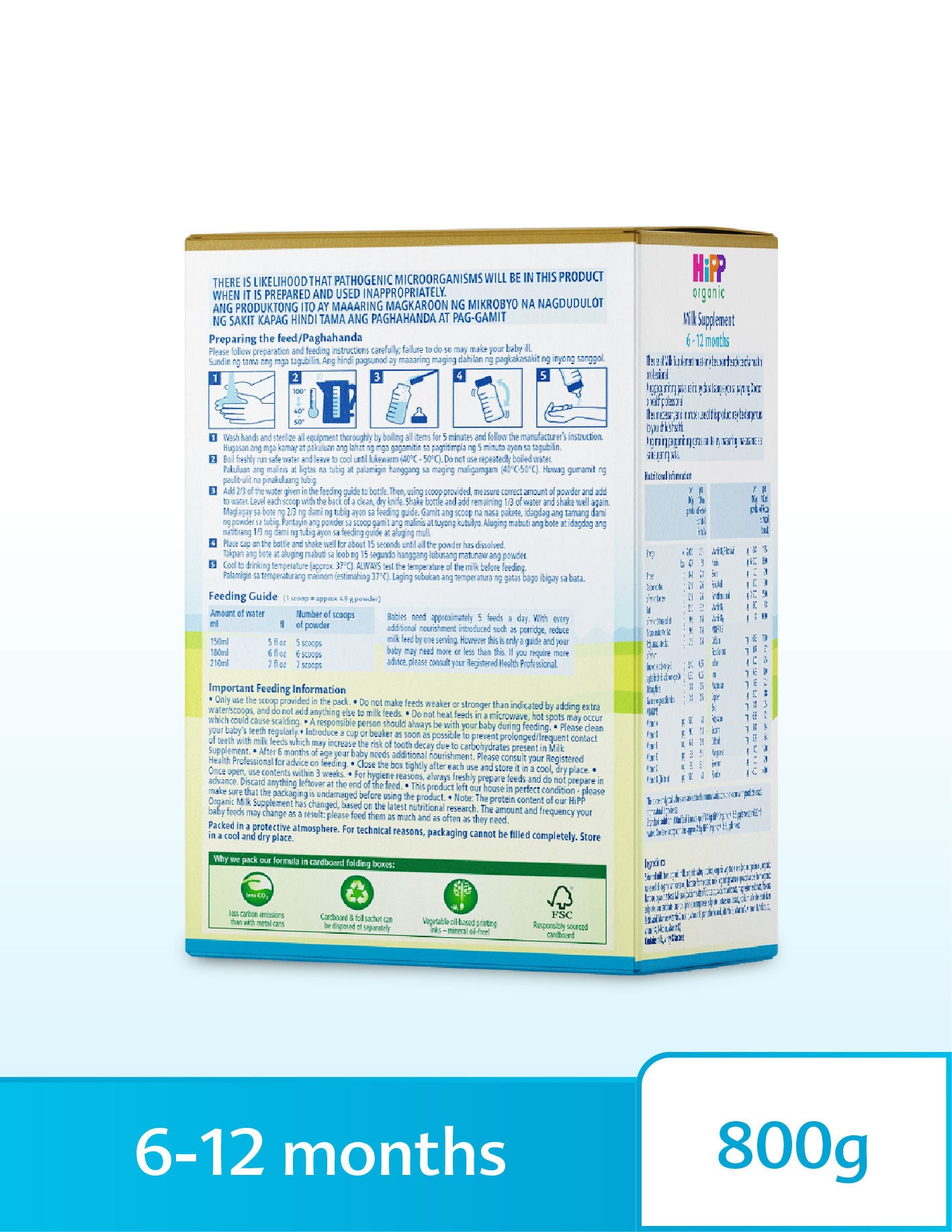 HiPP Organic Milk Supplement 6-12 Months 800g